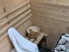 Sauna finlandais éclairé de l'espace bien-être du camping Détente et Clapotis, Lac de Paladru Isère